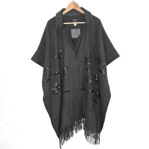 NWT Marc New York Andrew Cardigan Poncho Sequin Whimsigoth Gray Black One Size